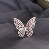 New design fashion jewelry opening high-grade copper inlaid zircon butterfly ring luxury shiny cocktail party ring for women