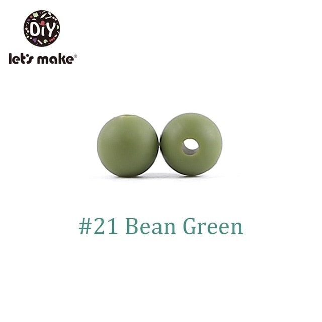 9mm 50pc Silicone Beads Round Baby Teether Eco-friendly BPA Free Baby Teething Pacifier Chain Bead silicone rodents Let's Make