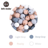 9mm 50pc Silicone Beads Round Baby Teether Eco-friendly BPA Free Baby Teething Pacifier Chain Bead silicone rodents Let's Make