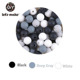 9mm 50pc Silicone Beads Round Baby Teether Eco-friendly BPA Free Baby Teething Pacifier Chain Bead silicone rodents Let's Make