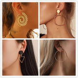 2020 New Fashion Round Dangle Drop Korean Earrings For Women Geometric Round Heart Gold Earring Wedding Jewelry 8g
