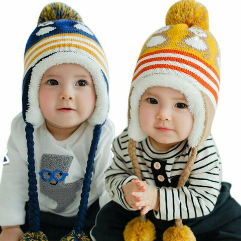 Toddler Kids Baby Boy Girl Winter Warm Knitted Crochet Earflap Beanie Hat Cap Wool Cute Penguin 2020 New Design Kids Hats