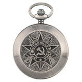 Retro USSR Soviet Badges Sickle Hammer Style Quartz Pocket Watch CCCP Russia Emblem Communism Unisex Necklace Chain Hours Clock