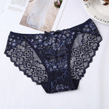 TERMEZY Sexy Panties Women Lace Low-waist Briefs Female Breathable Embroidery Underwear Transparent G String Underpant Lingerie