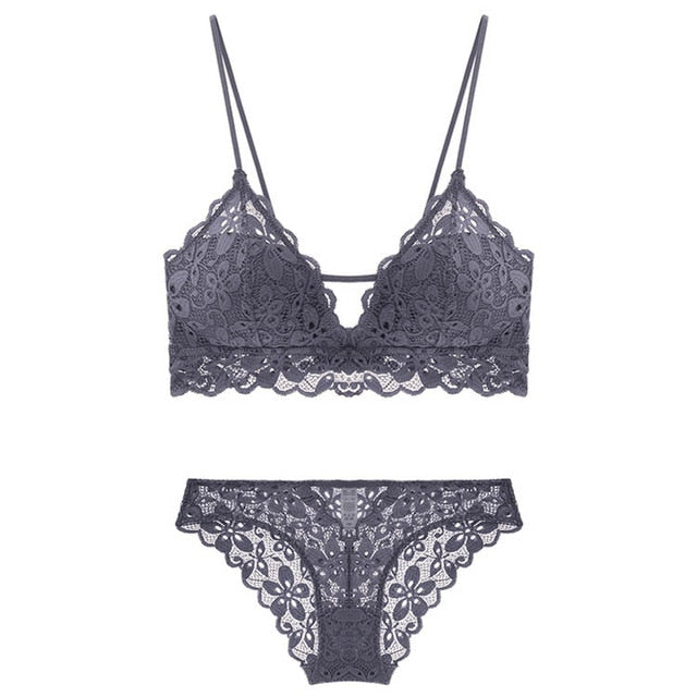 CINOON New Women's underwear Set Lace Sexy Push-up Bra And Panty Sets Comfortable Brassiere Embroidery Cotton Lingerie set