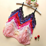 Sexy 3 Colors Lingerie One Piece Women Lace Bra Set Deep V Hot Erotic Sexy Hollow Underwear Halter Open Bra Transparent Lingerie