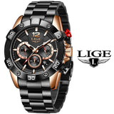 LIGE 2020 New Fashion Blue Mens Watches Top Brand Luxury Clock Sports Chronograph Waterproof Quartz Watch Men Relogio Masculino