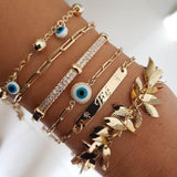 Tocona Bohemian Gold Tassel Bracelets for Women Summer Shell Clear Crystal Stone Pineapple Geometric Heart Bangle Jewelry