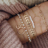 Tocona Bohemian Gold Tassel Bracelets for Women Summer Shell Clear Crystal Stone Pineapple Geometric Heart Bangle Jewelry