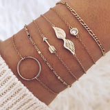Tocona Bohemian Gold Tassel Bracelets for Women Summer Shell Clear Crystal Stone Pineapple Geometric Heart Bangle Jewelry