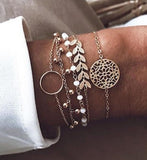 Tocona Bohemian Gold Tassel Bracelets for Women Summer Shell Clear Crystal Stone Pineapple Geometric Heart Bangle Jewelry