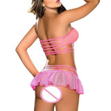 Women Sexy Lingerie sexy hot erotic underwear Corset Babydoll Bra+dress+G-string Set Sleepwear Nightwear Dress black/pink/red