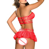Women Sexy Lingerie sexy hot erotic underwear Corset Babydoll Bra+dress+G-string Set Sleepwear Nightwear Dress black/pink/red