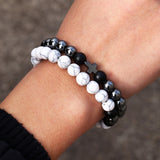 New 3Pc/Sets Micro Pave CZ 8mm Disco Ball & Bar Charms Bracelets Sets 6mm Matte Beads Stone Bracelet Men Women Jewelry bileklik
