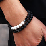 New 3Pc/Sets Micro Pave CZ 8mm Disco Ball & Bar Charms Bracelets Sets 6mm Matte Beads Stone Bracelet Men Women Jewelry bileklik