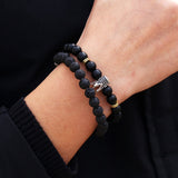 New 3Pc/Sets Micro Pave CZ 8mm Disco Ball & Bar Charms Bracelets Sets 6mm Matte Beads Stone Bracelet Men Women Jewelry bileklik