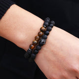 New 3Pc/Sets Micro Pave CZ 8mm Disco Ball & Bar Charms Bracelets Sets 6mm Matte Beads Stone Bracelet Men Women Jewelry bileklik