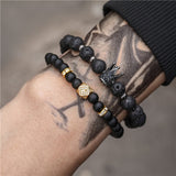 New 3Pc/Sets Micro Pave CZ 8mm Disco Ball & Bar Charms Bracelets Sets 6mm Matte Beads Stone Bracelet Men Women Jewelry bileklik