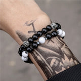New 3Pc/Sets Micro Pave CZ 8mm Disco Ball & Bar Charms Bracelets Sets 6mm Matte Beads Stone Bracelet Men Women Jewelry bileklik