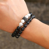 New 3Pc/Sets Micro Pave CZ 8mm Disco Ball & Bar Charms Bracelets Sets 6mm Matte Beads Stone Bracelet Men Women Jewelry bileklik