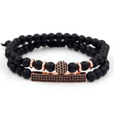 New 3Pc/Sets Micro Pave CZ 8mm Disco Ball & Bar Charms Bracelets Sets 6mm Matte Beads Stone Bracelet Men Women Jewelry bileklik