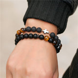 New 3Pc/Sets Micro Pave CZ 8mm Disco Ball & Bar Charms Bracelets Sets 6mm Matte Beads Stone Bracelet Men Women Jewelry bileklik