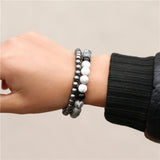 New 3Pc/Sets Micro Pave CZ 8mm Disco Ball & Bar Charms Bracelets Sets 6mm Matte Beads Stone Bracelet Men Women Jewelry bileklik