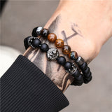New 3Pc/Sets Micro Pave CZ 8mm Disco Ball & Bar Charms Bracelets Sets 6mm Matte Beads Stone Bracelet Men Women Jewelry bileklik