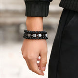 New 3Pc/Sets Micro Pave CZ 8mm Disco Ball & Bar Charms Bracelets Sets 6mm Matte Beads Stone Bracelet Men Women Jewelry bileklik