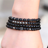 New 3Pc/Sets Micro Pave CZ 8mm Disco Ball & Bar Charms Bracelets Sets 6mm Matte Beads Stone Bracelet Men Women Jewelry bileklik
