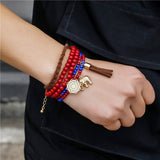 New 3Pc/Sets Micro Pave CZ 8mm Disco Ball & Bar Charms Bracelets Sets 6mm Matte Beads Stone Bracelet Men Women Jewelry bileklik
