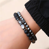 New 3Pc/Sets Micro Pave CZ 8mm Disco Ball & Bar Charms Bracelets Sets 6mm Matte Beads Stone Bracelet Men Women Jewelry bileklik