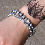 New 3Pc/Sets Micro Pave CZ 8mm Disco Ball & Bar Charms Bracelets Sets 6mm Matte Beads Stone Bracelet Men Women Jewelry bileklik