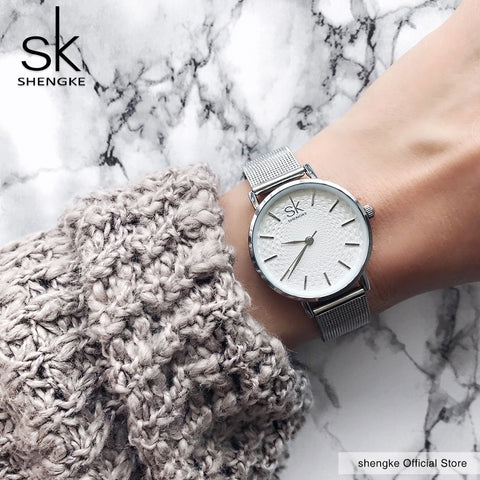 2020 SK Super Slim Sliver Mesh Stainless Steel Watches Women Top Brand Luxury Casual Clock Ladies Wrist Watch Relogio Feminino