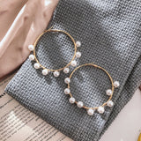 Trend Simulation Pearl Long Earrings Female White Round Pearl Wedding Pendant Earrings Fashion Korean Jewelry Earrings