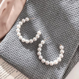 Trend Simulation Pearl Long Earrings Female White Round Pearl Wedding Pendant Earrings Fashion Korean Jewelry Earrings