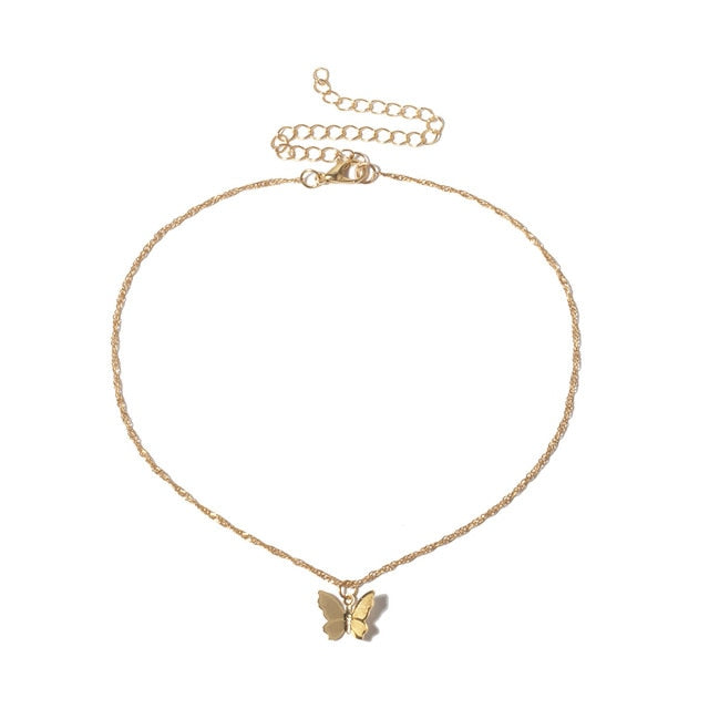 JCYMONG Bohemian Cute Butterfly Choker Necklace For Women Gold Silver Color Clavicle Chain 2020 Fashion Female Chocker Jewelry