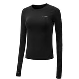 SALSPOR Sexy Women Letter Printing Sport Shirts Solid Color High Elastic Gym Yoga Top Running Breathable Long sleeve T-Shirts