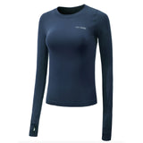 SALSPOR Sexy Women Letter Printing Sport Shirts Solid Color High Elastic Gym Yoga Top Running Breathable Long sleeve T-Shirts