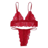 Sexy Lingerie Set Women Transparent Lace Babydoll Open Bra Set Floral Purple G-String Underwear Set Nightwear Bra And Panty Sets