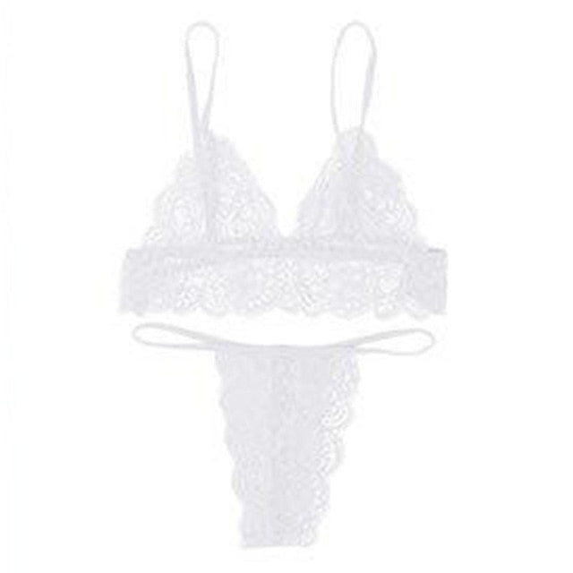 Sexy Lingerie Set Women Transparent Lace Babydoll Open Bra Set Floral Purple G-String Underwear Set Nightwear Bra And Panty Sets