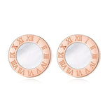 BLINLA Fashion New Stainless Steel Acrylic Crystal Stud Earrings for Women Men Jewelry Vintage Roman Numerals Small Earring 2020
