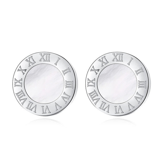 BLINLA Fashion New Stainless Steel Acrylic Crystal Stud Earrings for Women Men Jewelry Vintage Roman Numerals Small Earring 2020
