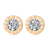 BLINLA Fashion New Stainless Steel Acrylic Crystal Stud Earrings for Women Men Jewelry Vintage Roman Numerals Small Earring 2020