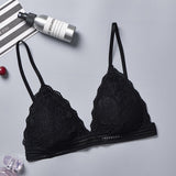 Gumprun French Style Bralette Seamless Deep V Lace Bras for Women Wireless Push Up Bra Thin Soft Underwear Sexy Lingerie