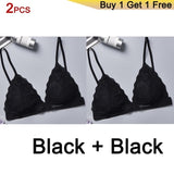 Gumprun French Style Bralette Seamless Deep V Lace Bras for Women Wireless Push Up Bra Thin Soft Underwear Sexy Lingerie