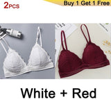 Gumprun French Style Bralette Seamless Deep V Lace Bras for Women Wireless Push Up Bra Thin Soft Underwear Sexy Lingerie