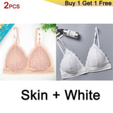 Gumprun French Style Bralette Seamless Deep V Lace Bras for Women Wireless Push Up Bra Thin Soft Underwear Sexy Lingerie