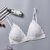 Gumprun French Style Bralette Seamless Deep V Lace Bras for Women Wireless Push Up Bra Thin Soft Underwear Sexy Lingerie