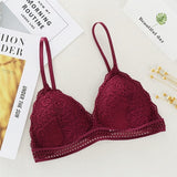 Gumprun French Style Bralette Seamless Deep V Lace Bras for Women Wireless Push Up Bra Thin Soft Underwear Sexy Lingerie